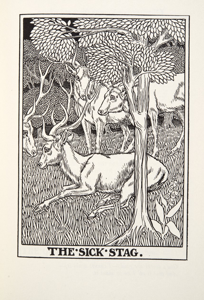 The Sick Stag, from Fontaine Fables, pub. 1905 by Percy J. Billingshurst