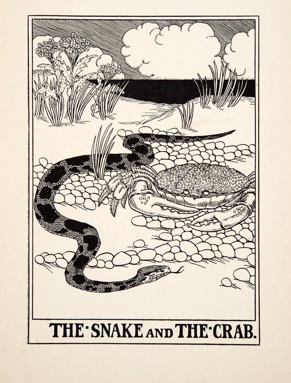 The Snake and the Crab, from A Hundred Fables of Aesop by Percy J. Billingshurst