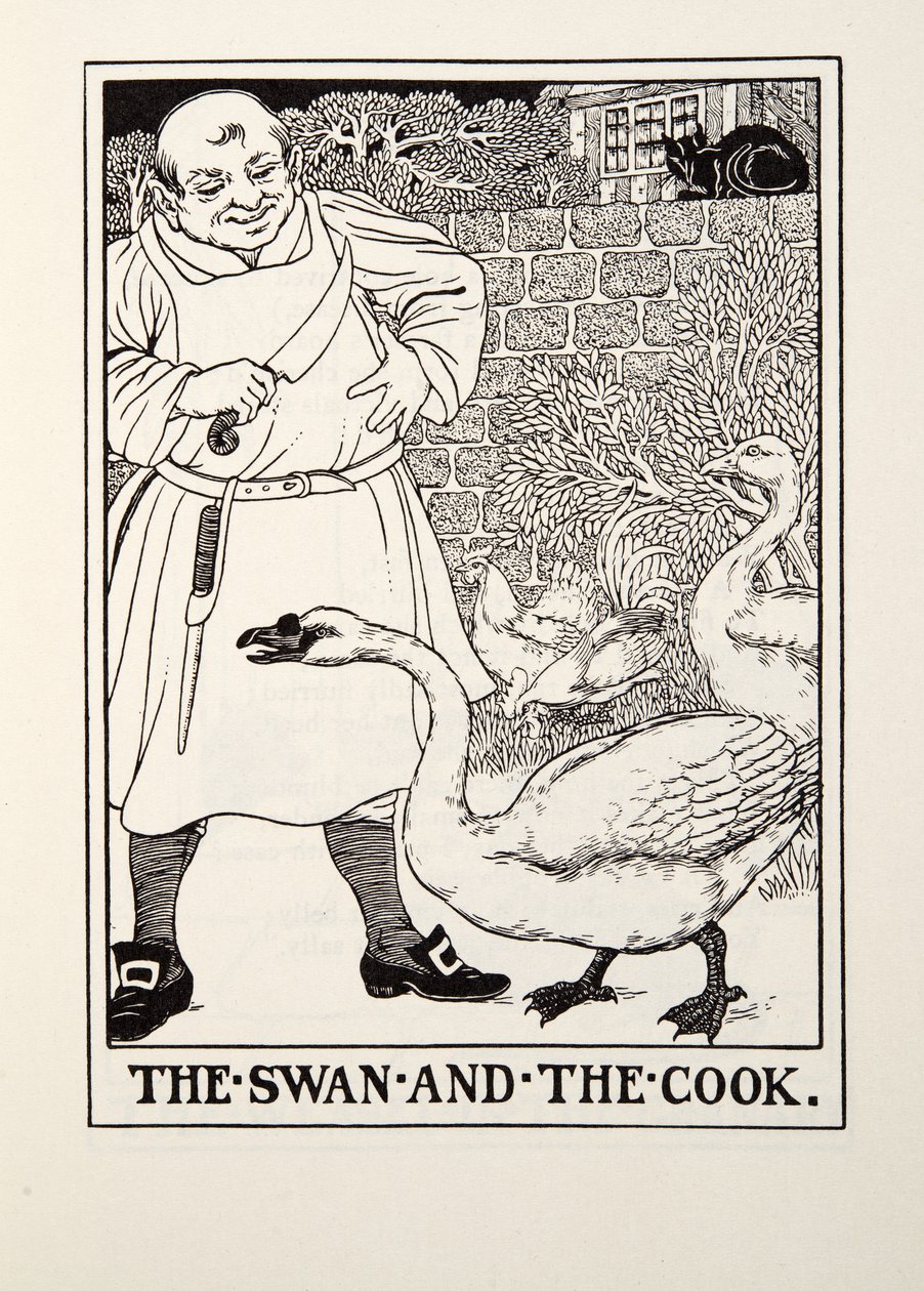 The Swan and the Cook, from Fontaine Fables, pub. 1905 by Percy J. Billingshurst
