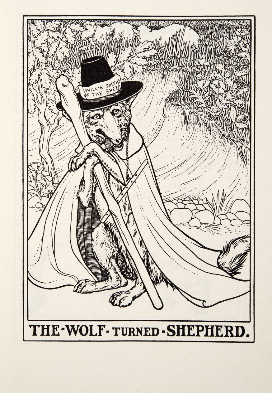 The Wolf Turned Shepherd, from Fontaine Fables, pub. 1905 by Percy J. Billingshurst