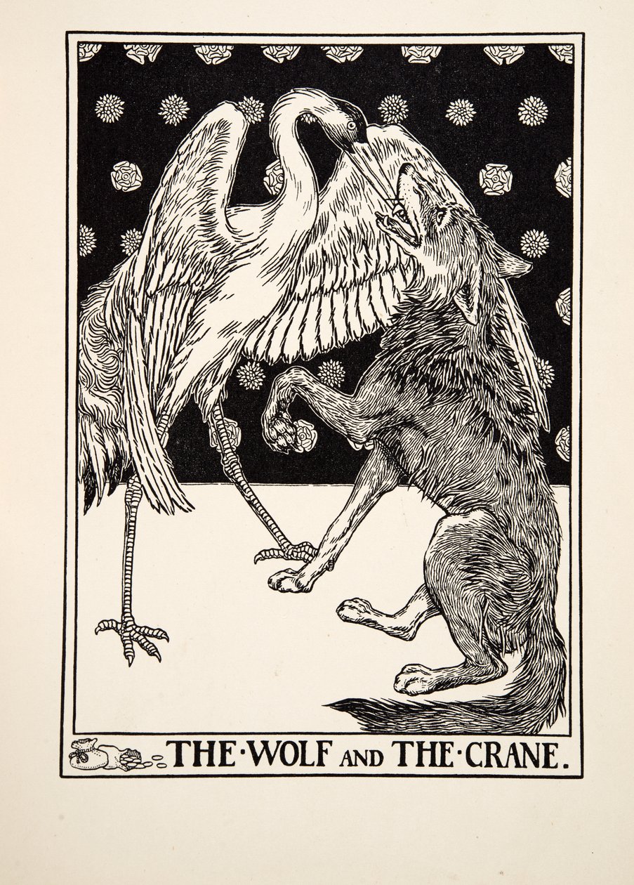 The Wolf and the Crane, from A Hundred Fables of Aesop, pub.1903 by Percy J. Billingshurst