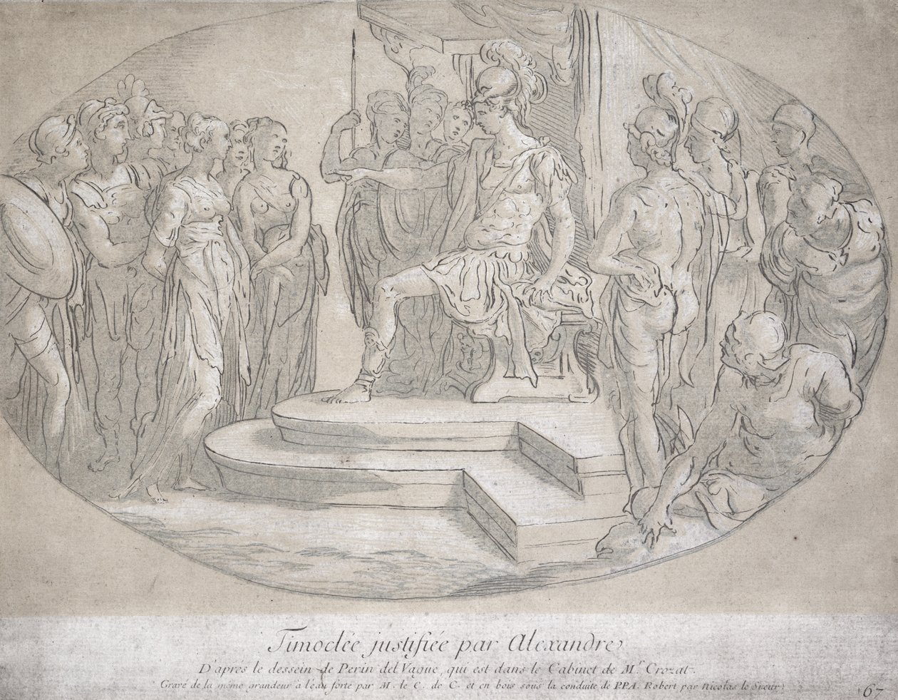 Alexandre et Timoclee, engraved by Nicolas Lesueur by Perino del Vaga