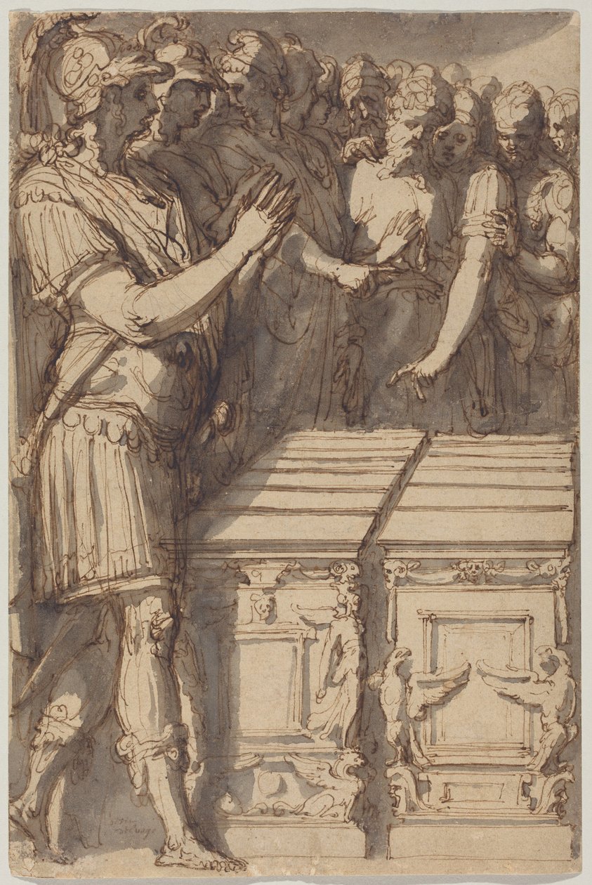 Alexander Consecrating the Altars for the Twelve Olympian Gods by Perino del (1501-47) Vaga