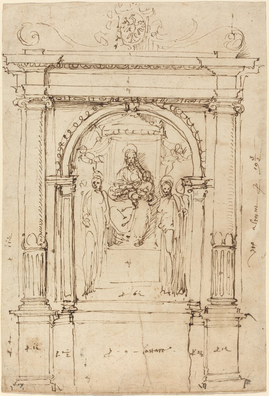Altarpiece of the Madonna and Child with Saints, in Its Architectural Setting by Perino del Vaga