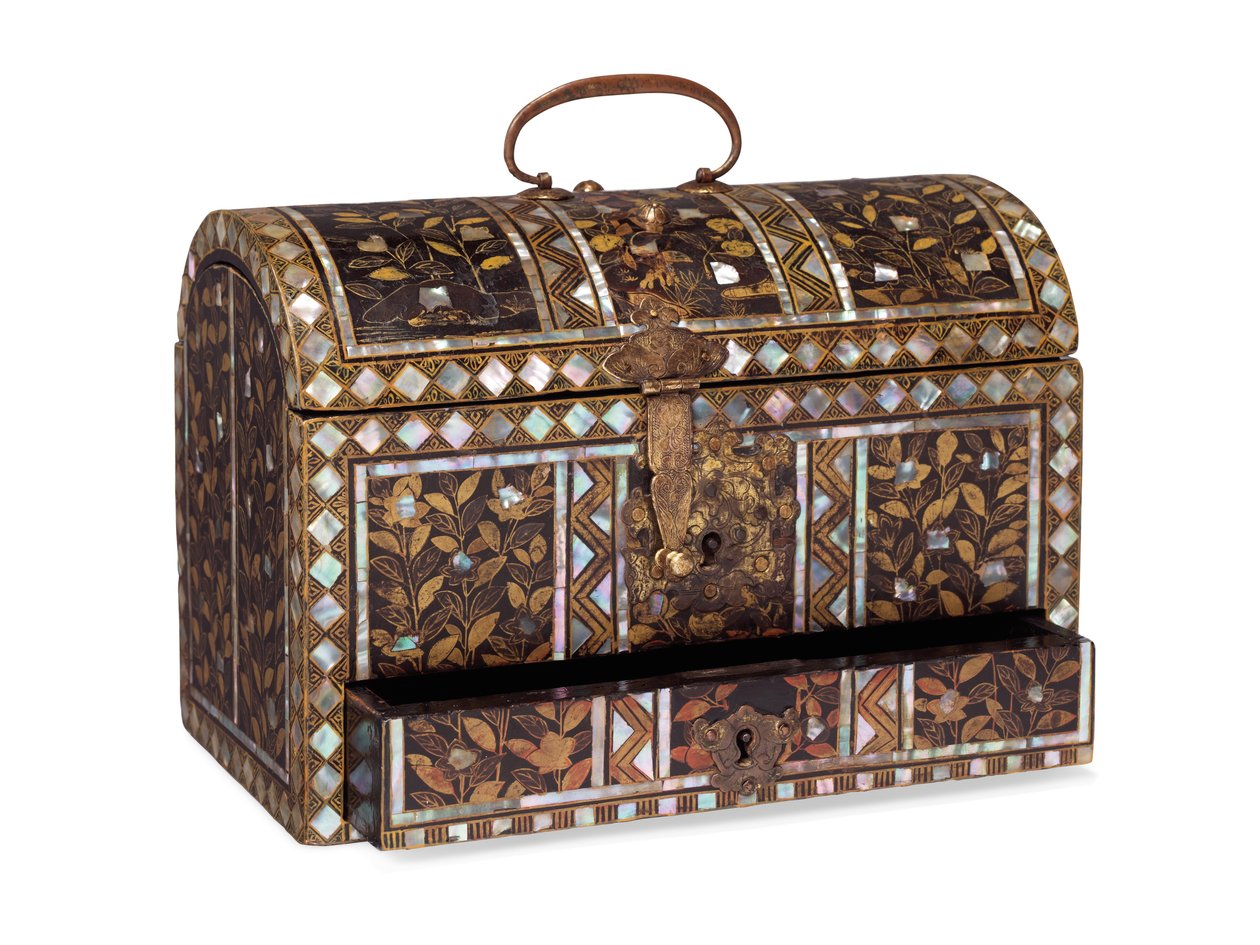 A Rare Lacquer Casket with Integral Drawer, Commissioned by the Portuguese by Period Momoyama