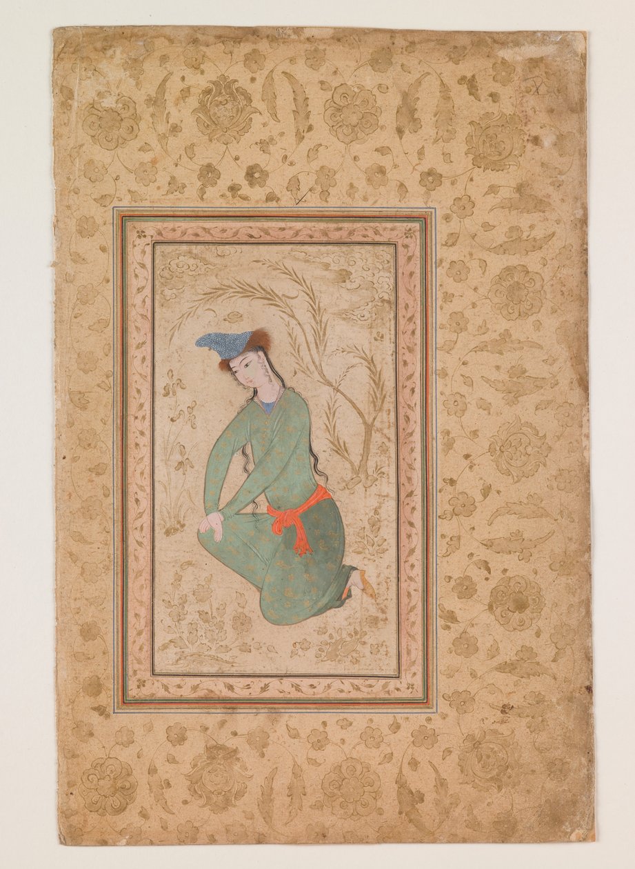 Kneeling Youth, early 17th century by Persian School