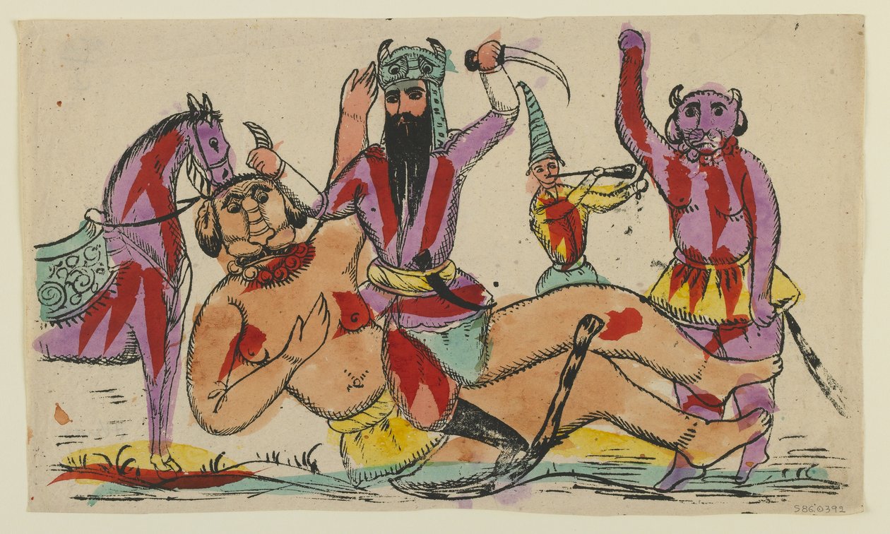 Rustam Killing the Div, Late 19th Century by Persian School