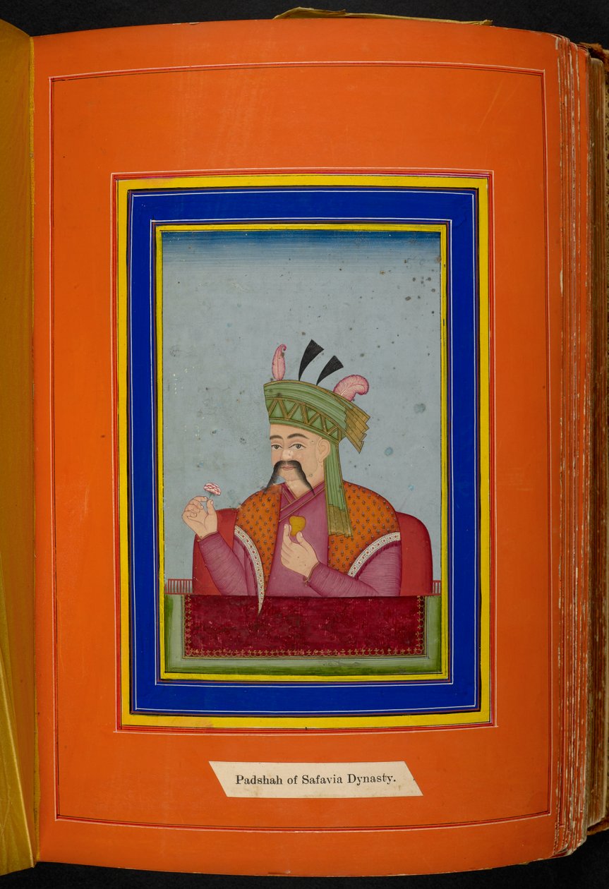 Shah Abbas I of Persia (reg. 1588-1629) head and shoulders portrait, looking left by Persian School