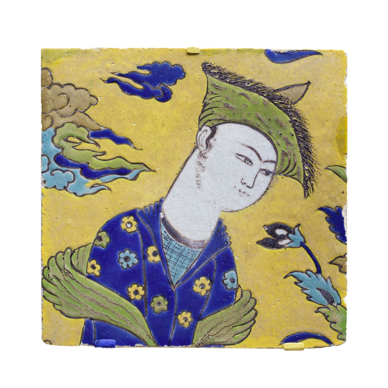 Tile with Youth in Garden, Isfahan, Iran, Safavid Period by Persian School
