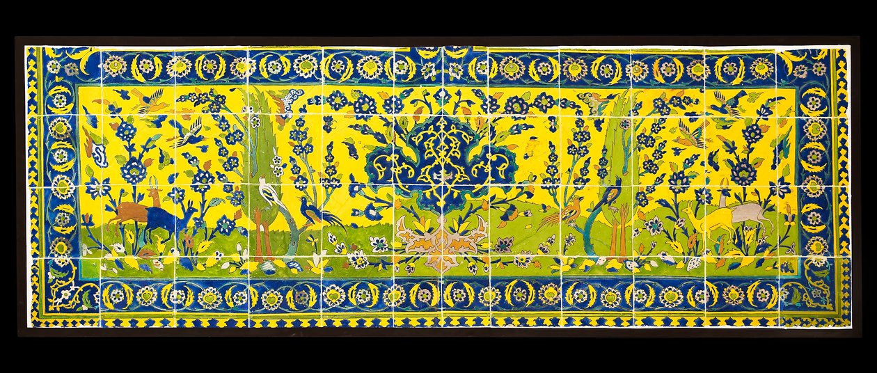 Tiles depicting a natural scene, from Isfahan, Iran, probably c.17th century by Persian School