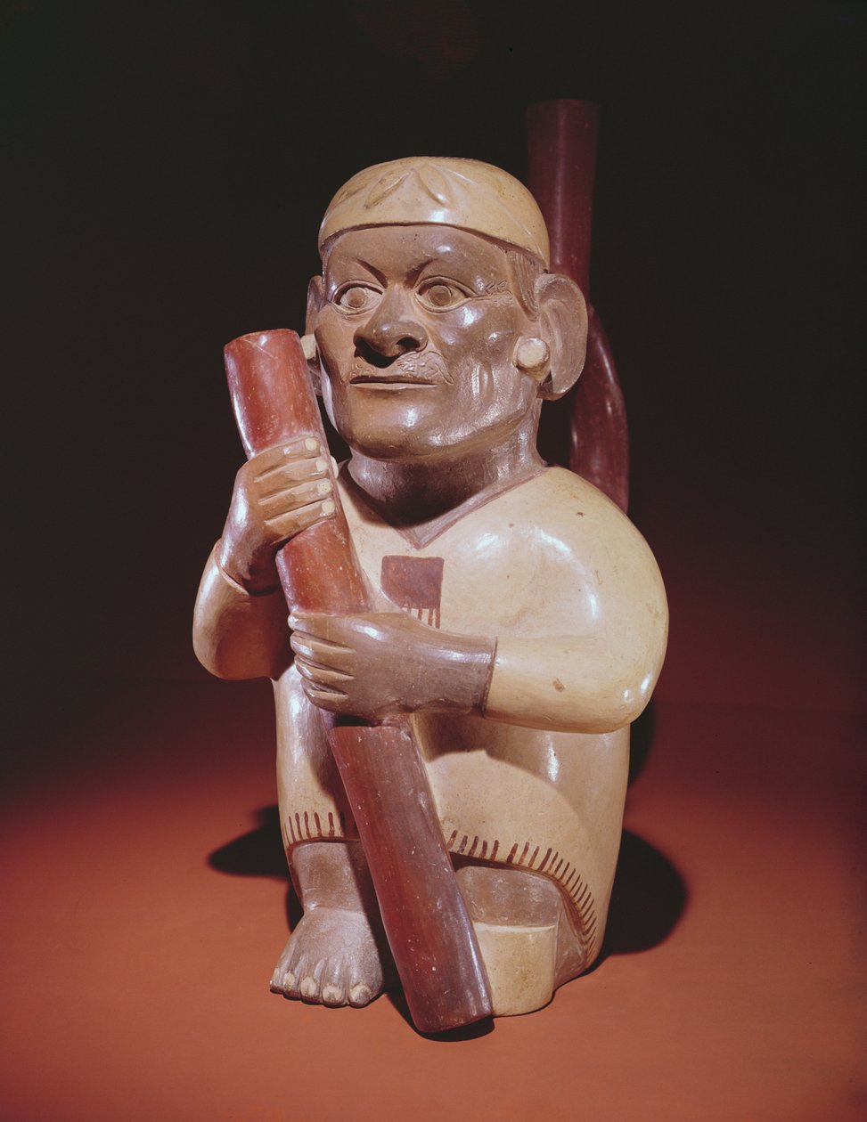 Seated one legged man, Mochica Culture by Peruvian School