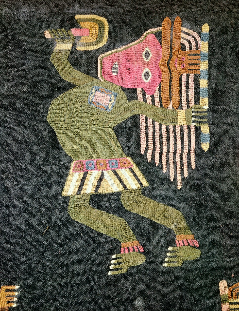 Woven Wool Dancer with Baton, Paracas Tribe by Peruvian School