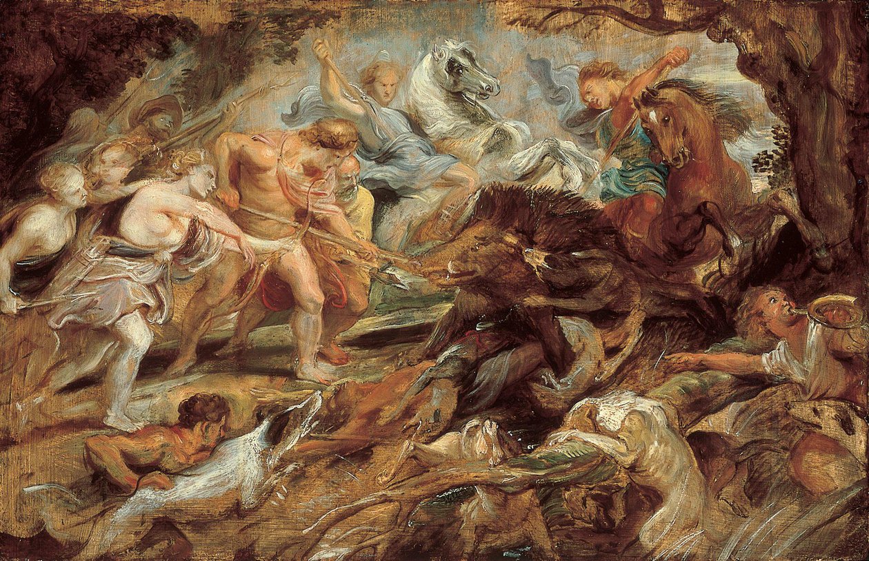 Meleager and Atalanta and the Hunt of the Calydonian Boar (study) by Peter Paul Rubens