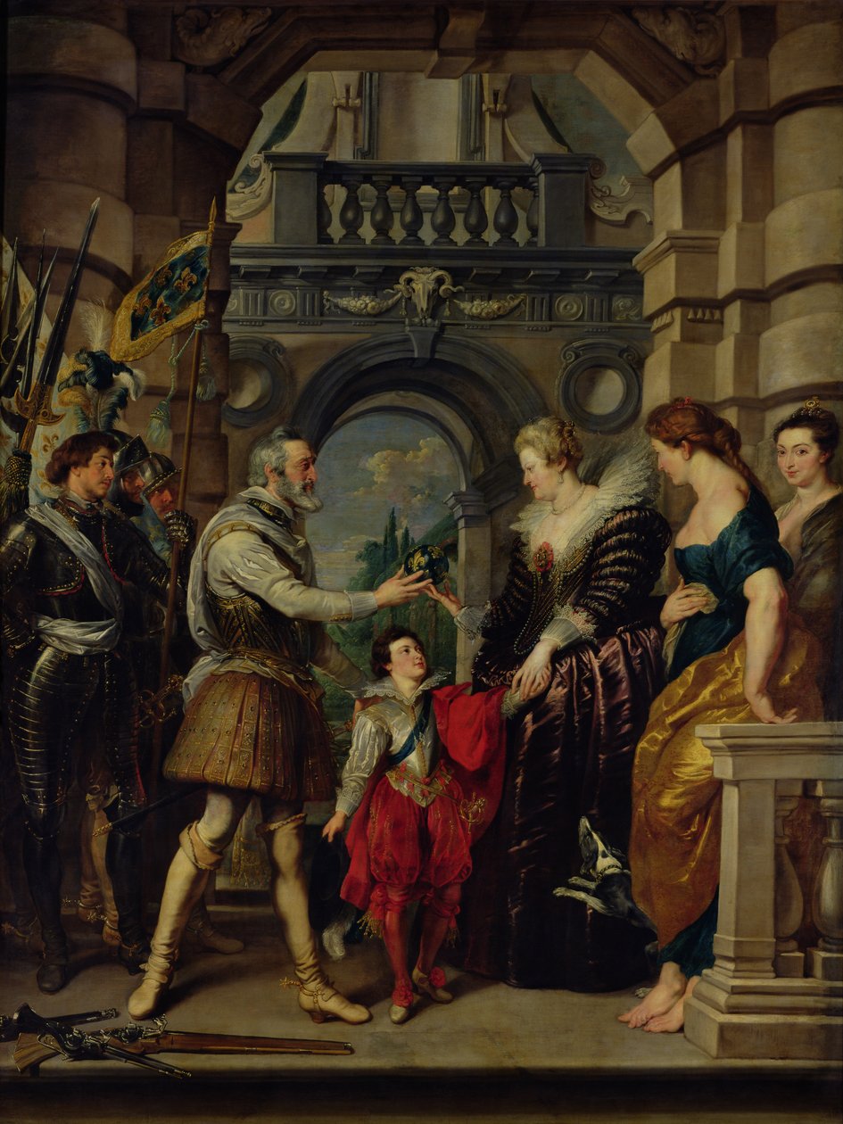The Medici Cycle: Henri IV leaving for the war in Germany and bestowing the government of his kingdom to Marie de Medici, 20th March 1610 by Peter Paul Rubens