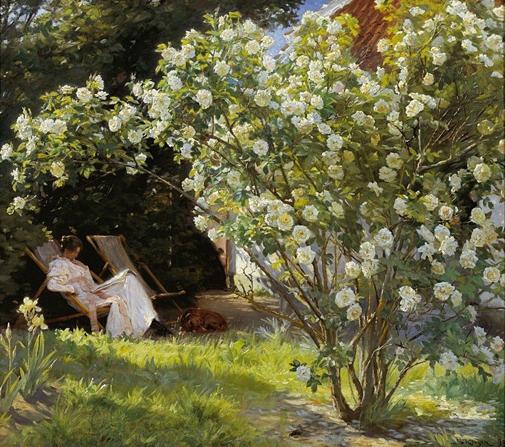 Marie in a Deckchair, Reading by Peder Severin Krøyer