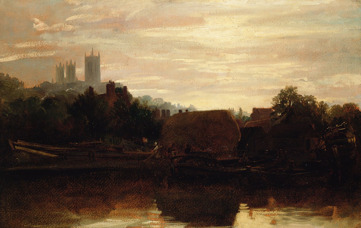 A View of Lincoln from the Foss Dyke, Dawn by Peter de Wint