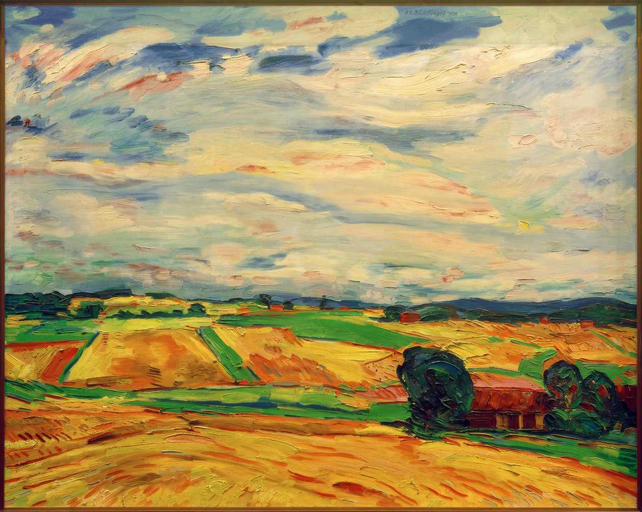 Landscape with Harvest Fields by Peter August Böckstiegel