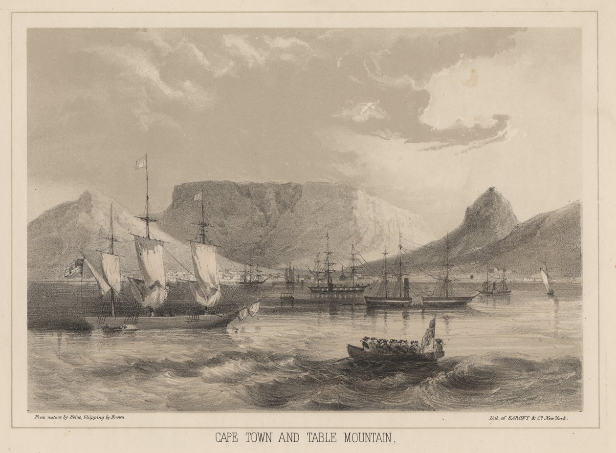Cape Town and Table Mountain, Litho by Sarony and Co. by Peter Bernhard Wilhelm Heine