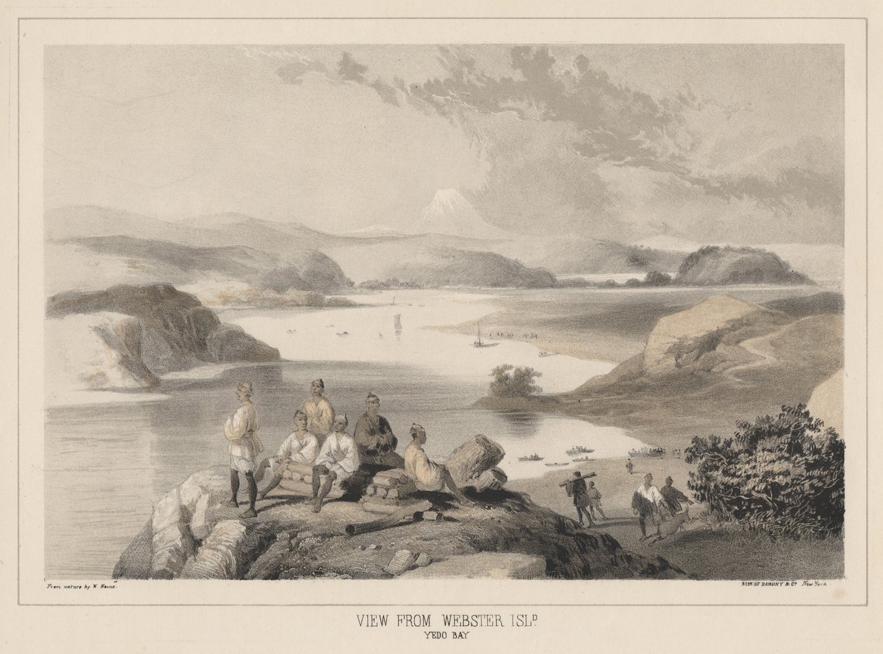 View from Webster Island, Yedo Bay, litho by Sarony and Co., 1855 by Peter Bernhard Wilhelm Heine