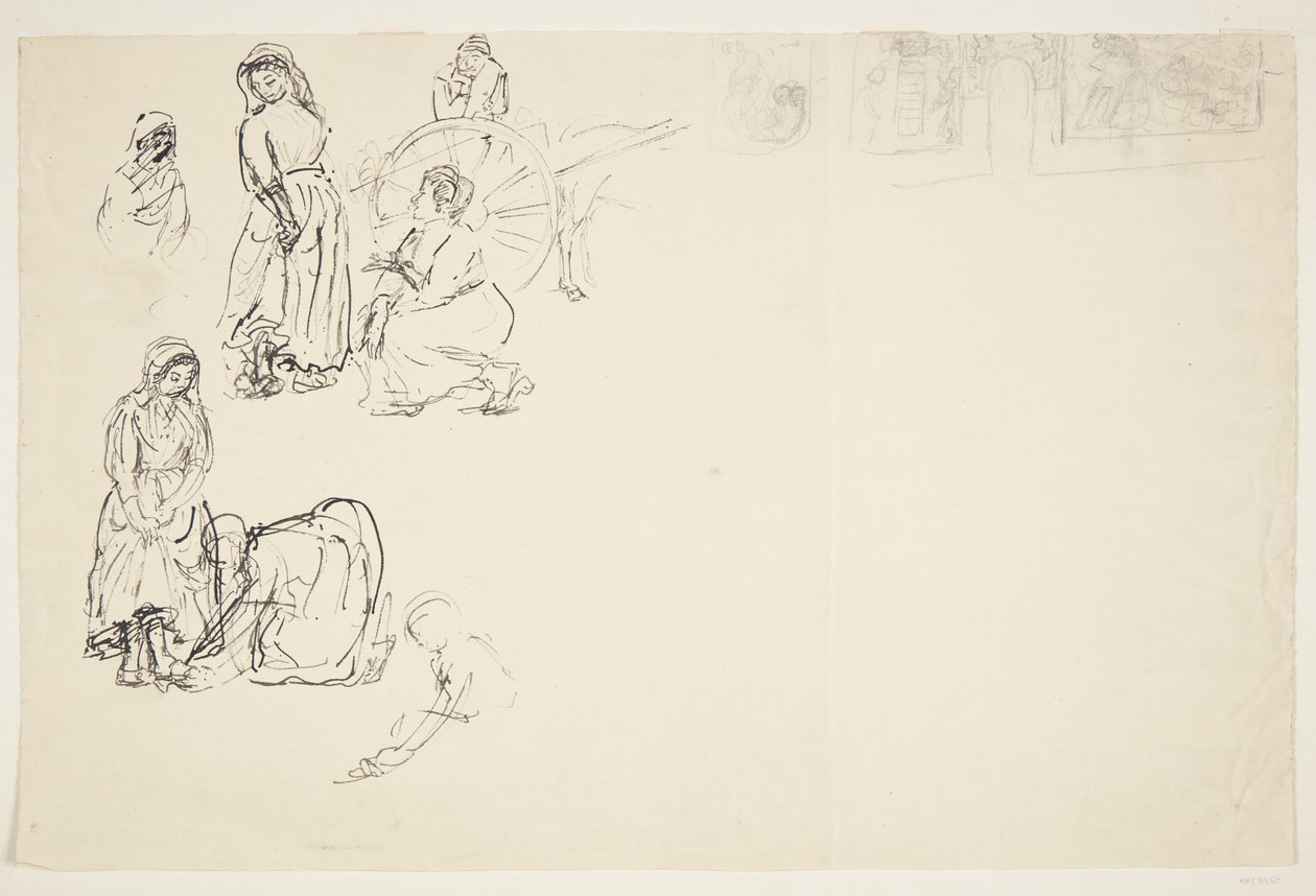 Sheet with Studies from an Italian Market by Peter Hansen
