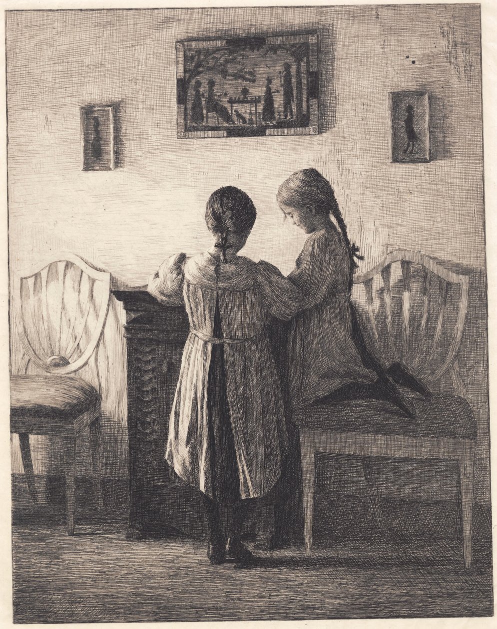 Interior with Two Little Girls by Peter Vilhelm Ilsted