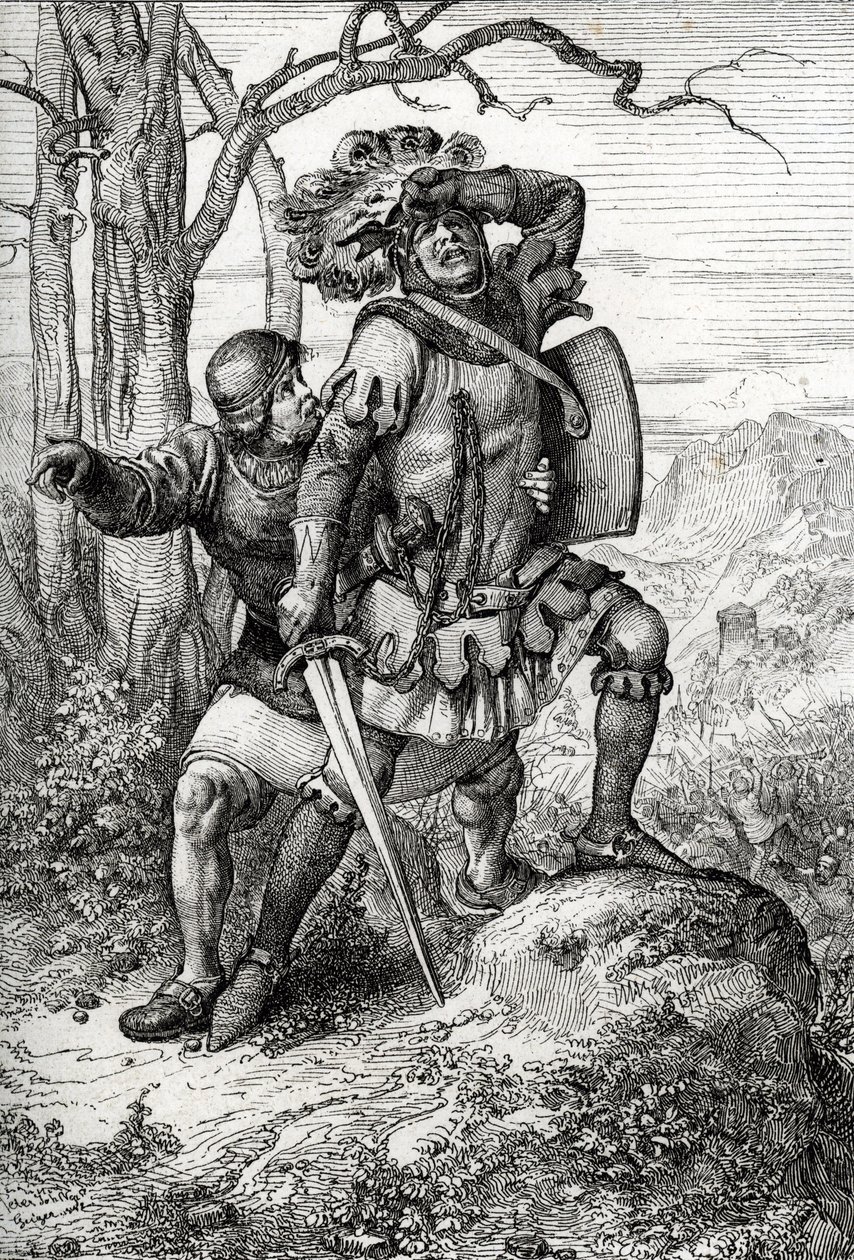 Duke Leopold I of Austria, Lord of Habsburg saved by one of his companions at the Battle of Morgarten on 15 November 1315 against the Swiss confederates, Switzerland by Peter Johann Nepomuck Geiger
