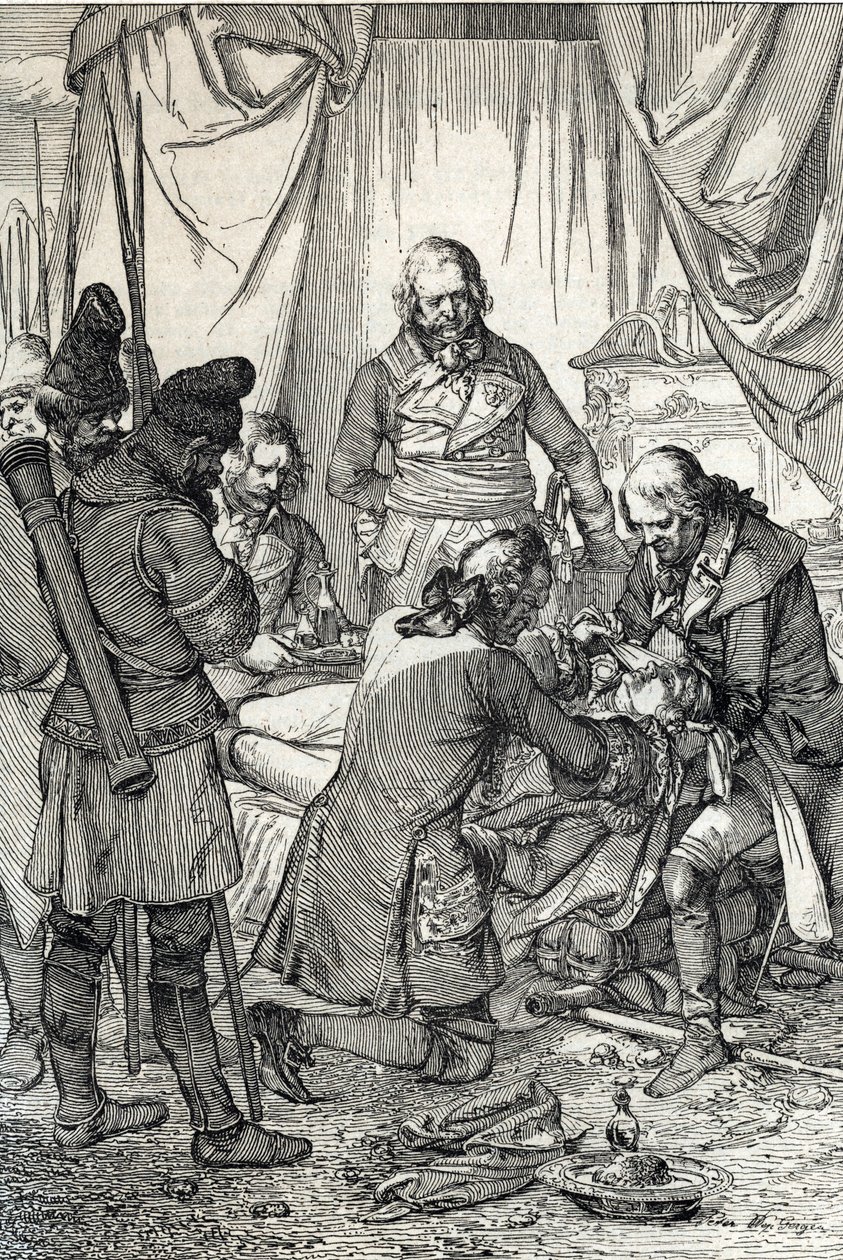 Kosciuszko Insurrection: Polish Hero Tadeusz Kosciuszko Wounded in the Battle of Maciejowice Against the Russians by Peter Johann Nepomuck Geiger