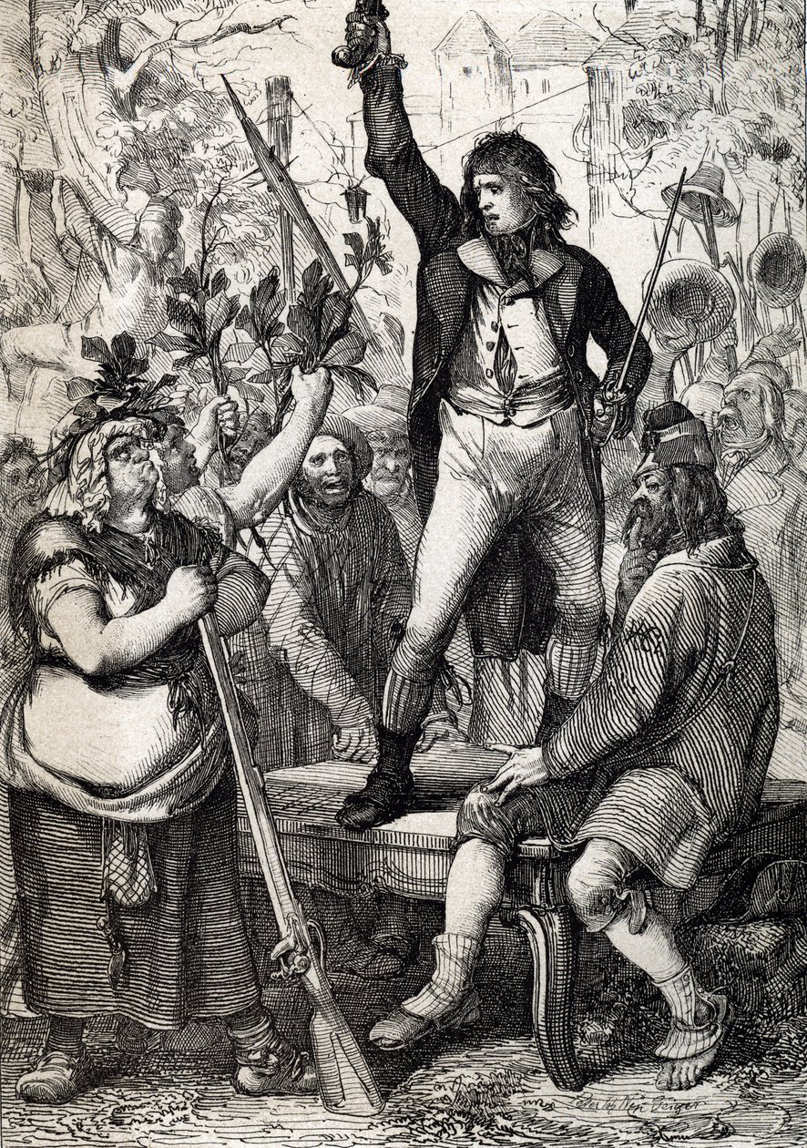 Outbreak of the French Revolution in 1789: The Assembled Populace is Urged to Choose the Colour of a Cockade and to Take Up Arms by Peter Johann Nepomuck Geiger