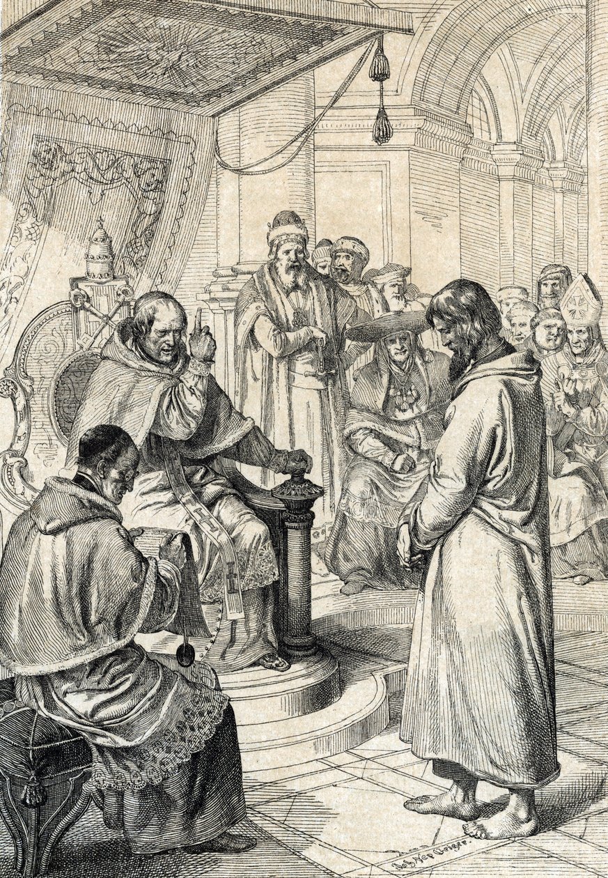 Queril of the Investitures, Penitence of Canossa: Emperor Henry IV of the Holy Roman Empire in Penitent Dress Implores the Forgiveness of Pope Gregory VII in January 1077 by Peter Johann Nepomuck Geiger