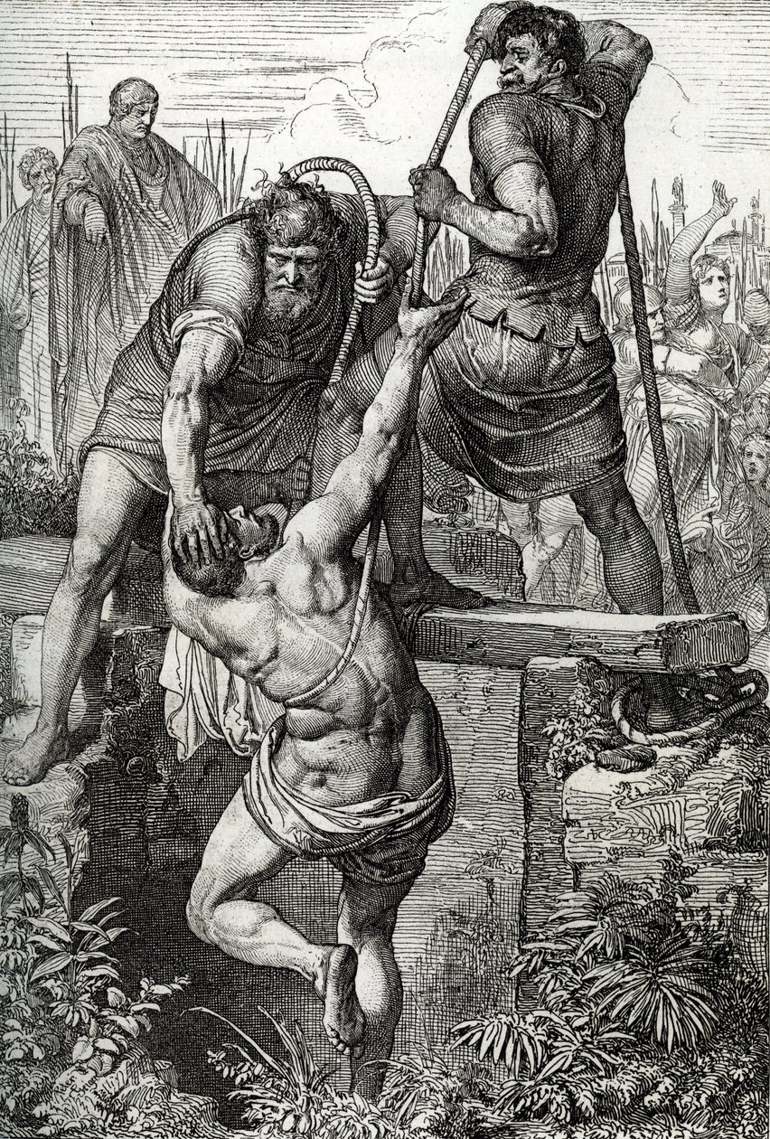 The Byzantine Emperor Zenon (425-491) returned to Constantinople had the usurper Flavius Basiliscus (Basilisk) locked up with his family, 477 by Peter Johann Nepomuck Geiger