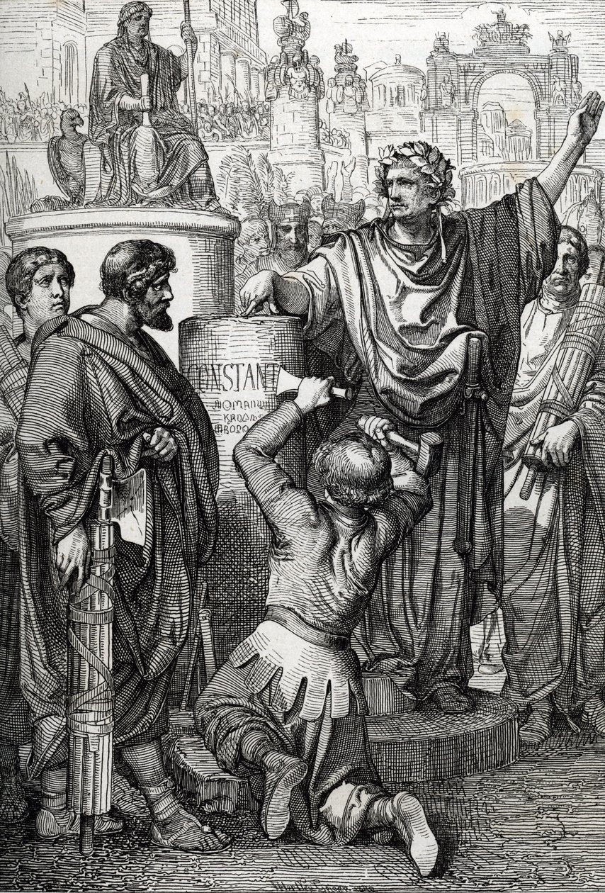 The foundation of Constantinople by Emperor Constantine the Great who transferred the imperial capital to Byzantium, which he renamed Constantinople by Peter Johann Nepomuck Geiger