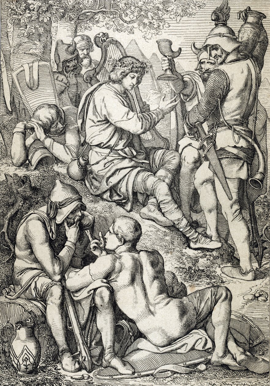 War Against the Vikings: King Alfred the Great Disguised as a Musician Viewing the Situation of the Enemy by Peter Johann Nepomuck Geiger