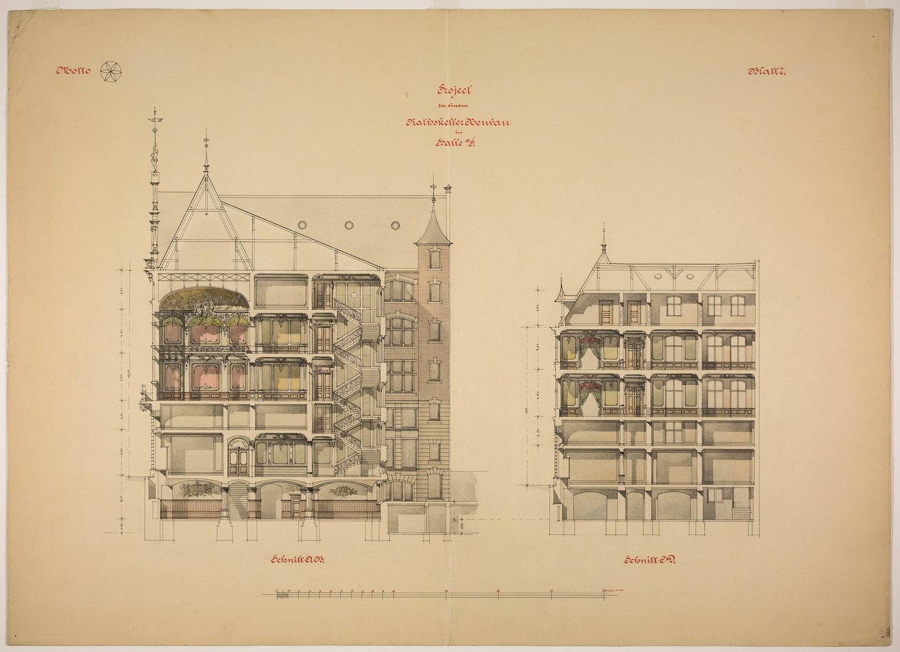 Rathskeller Neubau, Halle (Saale), Saxony-Anhalt, Germany, Two Sections by Peter Joseph Weber