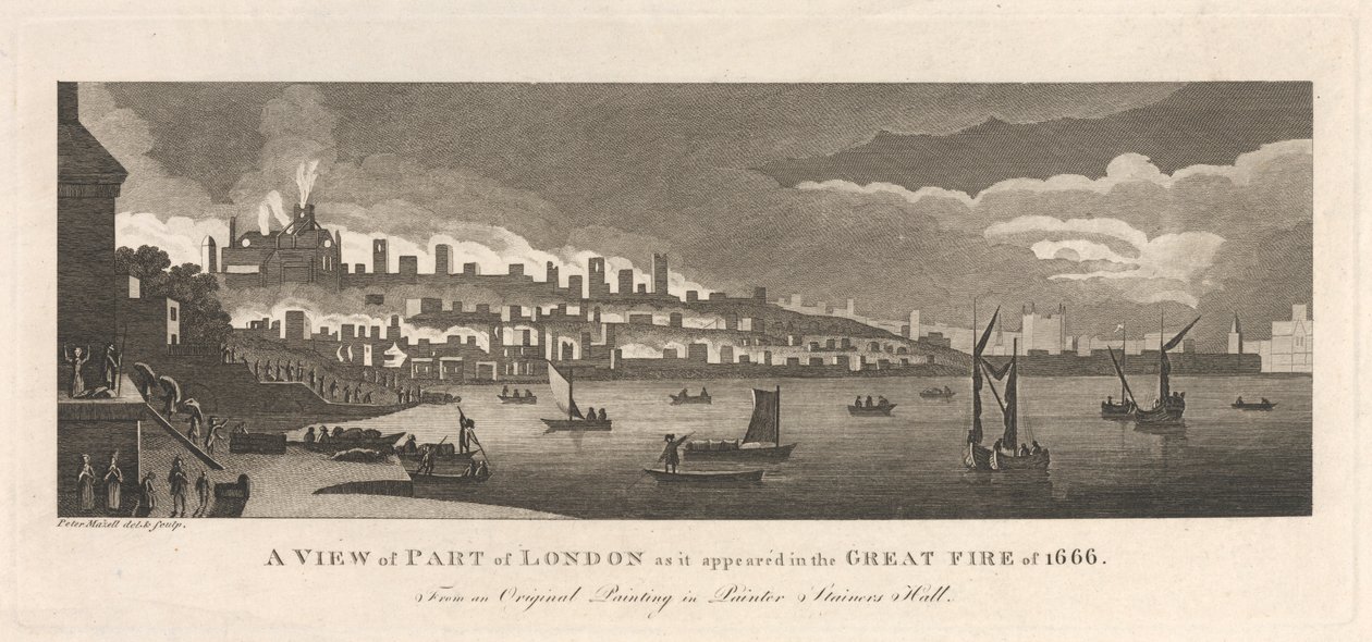 A View of Part of London as it Appeared in the Great Fire of 1666 by Peter Mazell
