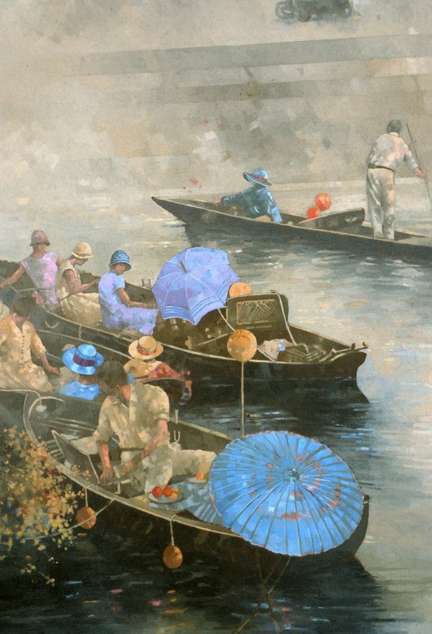 Punts on the Wey at Brooklands by Peter Miller