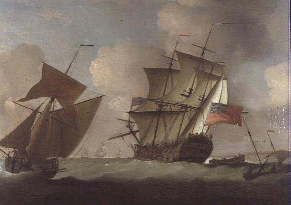 A Third-rate Joining Her Squadron off Elizabeth Castle, Jersey by Peter Monamy