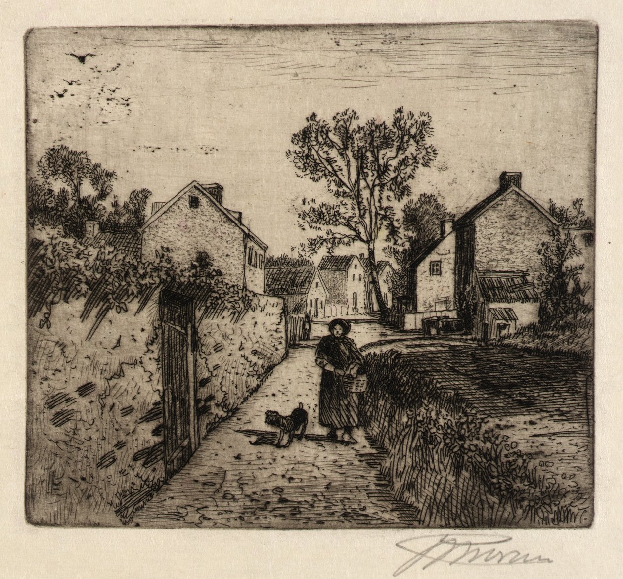 A Village Scene by Peter Moran