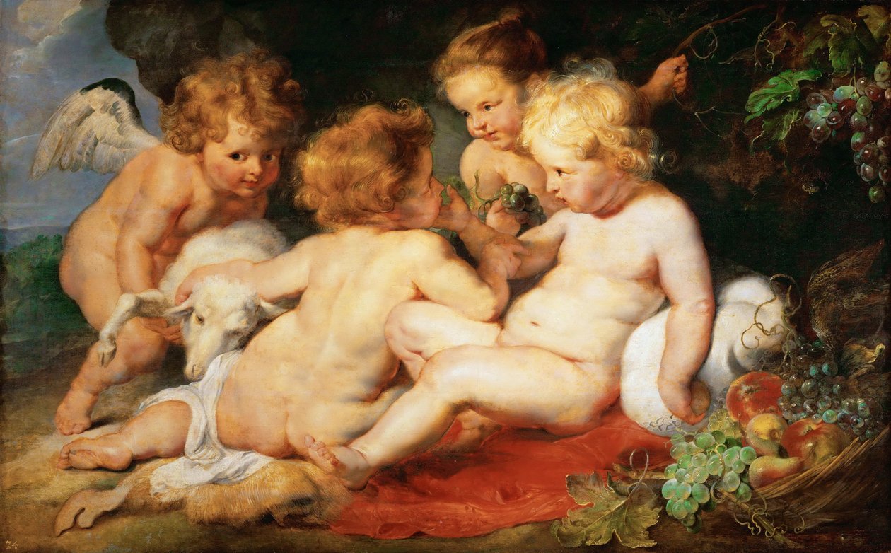 Christ and John the Baptist as Children with two angels by Peter Paul Rubens