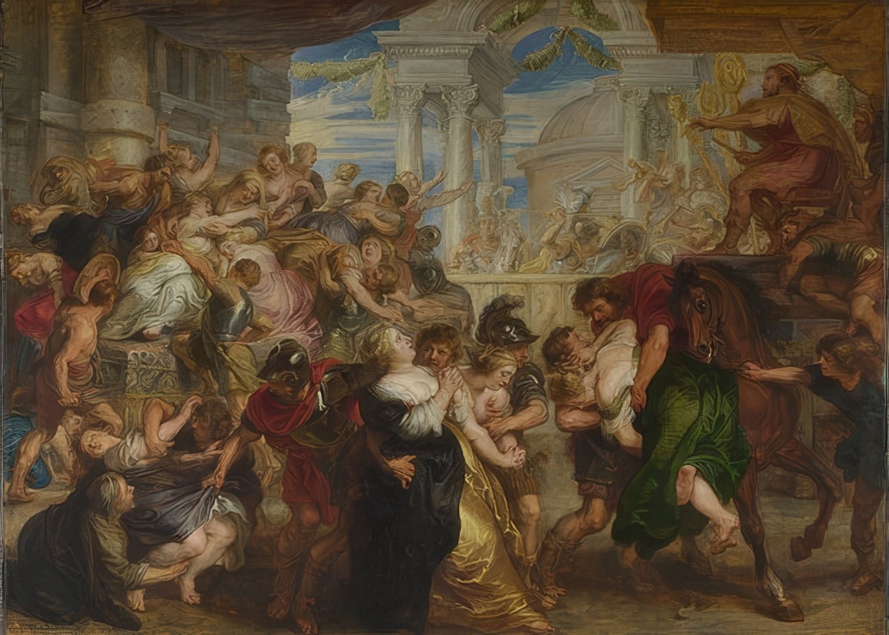 The Rape of the Sabine Women. Around 1635-40 by Peter Paul Rubens