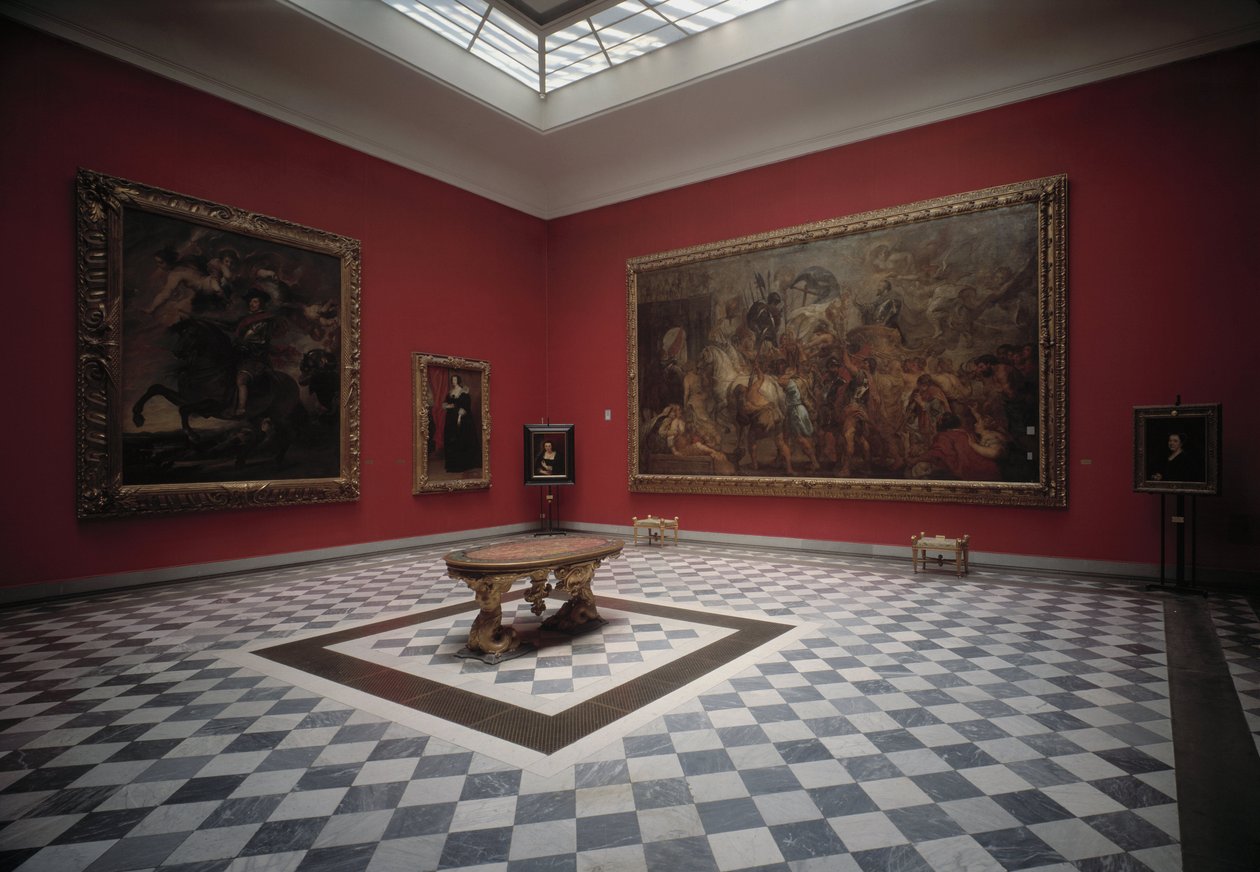 Hall of the museum presenting Henri IV at the Battle of Ivry and Triumphal Entry of Henry IV in Paris by Rubens by Peter Paul Rubens