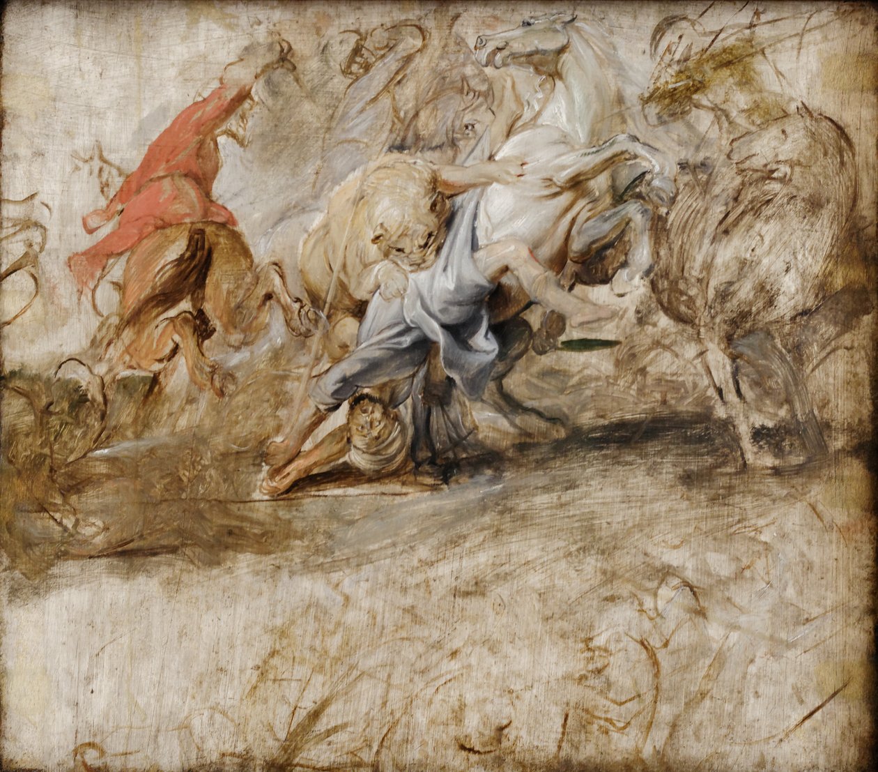 Lion Hunt (Oil Sketch); Reverse: Marriage by Proxy (Sketch for the Medici Cycle) by Peter Paul Rubens