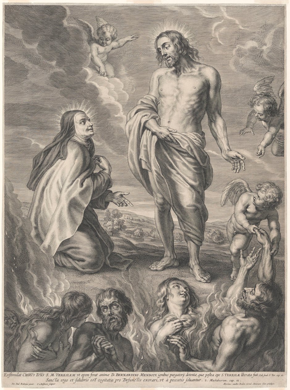 Saint Theresa of Ávila Kneeling Before Christ, Interceding for the Souls in Purgatory by Peter Paul Rubens