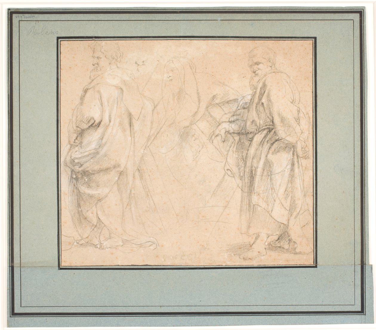 Two studies for St. Andrew and a study for an ancient priest (Melchizedek?) by Peter Paul Rubens