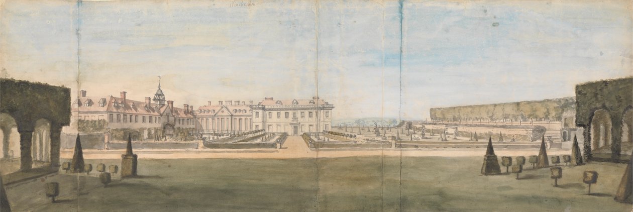 A View of the Garden and House at Upper Winchendon, Buckinghamshire by Peter Tillemans