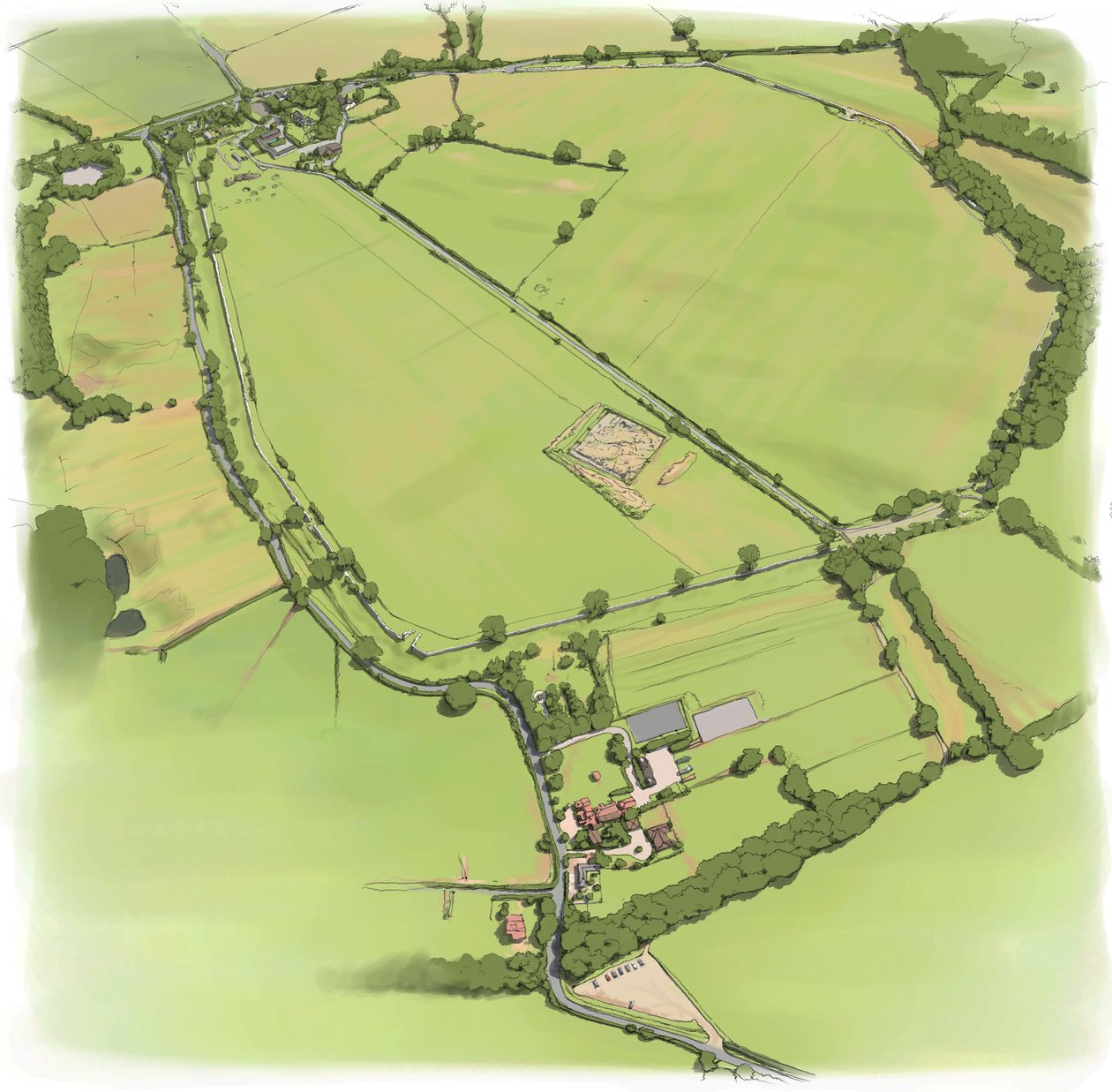 Aerial view of Silchester Roman City Walls from the North West by Peter Urmston