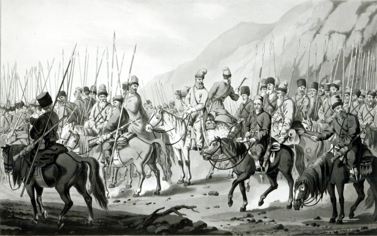 Different Tribes of Russian Cossacks in Marching Order, 1813 by Peter von Hess