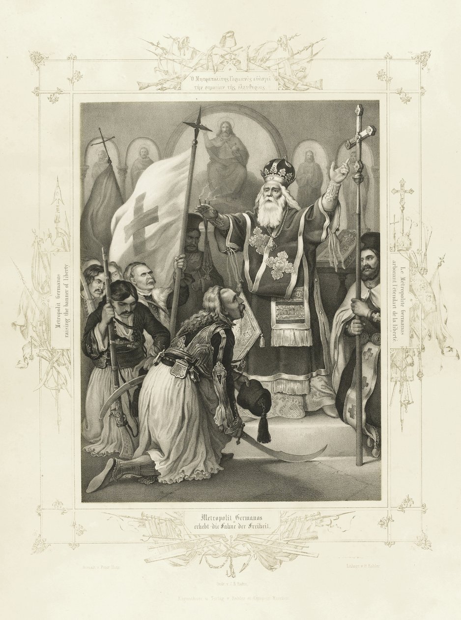 The Metropolitan Germanos Raising the Banner of Freedom from the Album of Greek Heroism by Peter von Hess