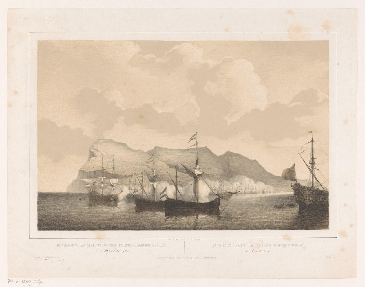 Conquest of Gibraltar by the Anglo-Dutch Fleet, August 3, 1704 by Petrus Johannes Schotel
