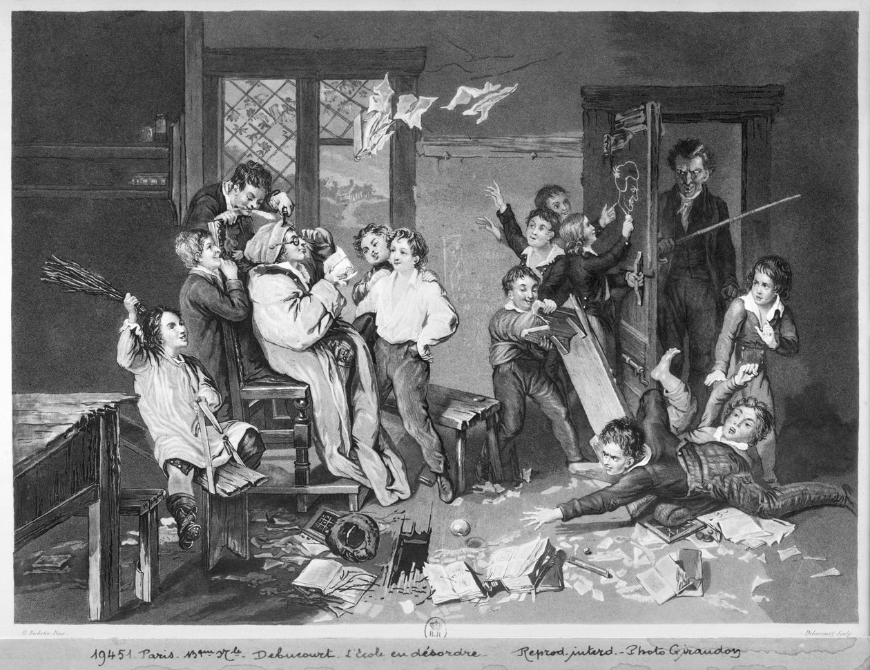 Scene of disorder at school by Philibert-Louis Debucourt