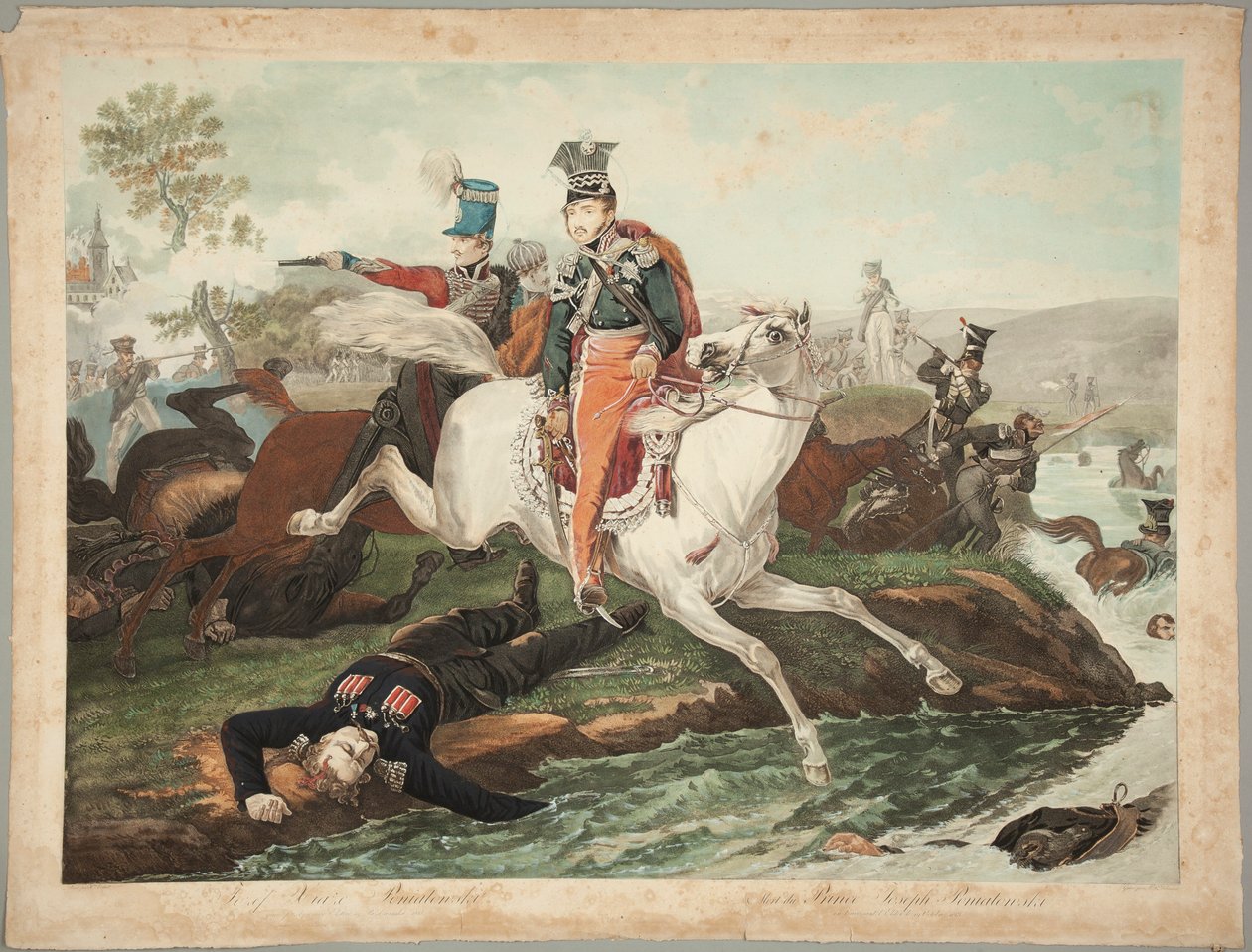 Prince Józef Poniatowski Dies Crossing the Elster, October 19, 1813 by Philibert-Louis Debucourt